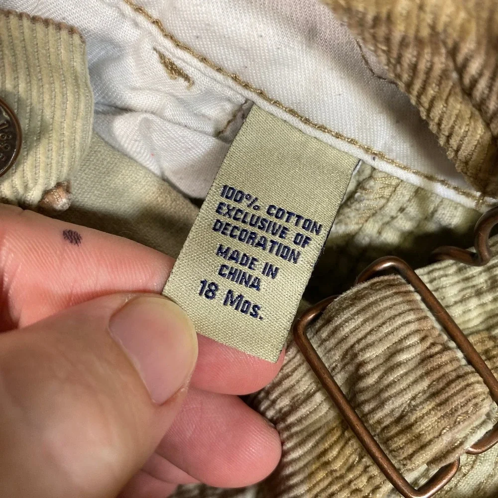 OshKosh Bgosh Kids 18M Desert Camo Corduroy Overalls Tan Brown Carpenter Utility